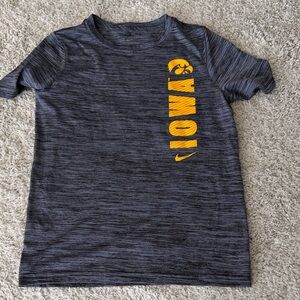 Nike Gray Heather Tee with Yellow Iowa Vertical Graphic